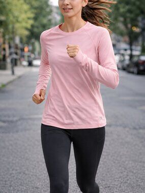 New Balance Pink Long Sleeve Running Active Shirt Thumbholes Size S